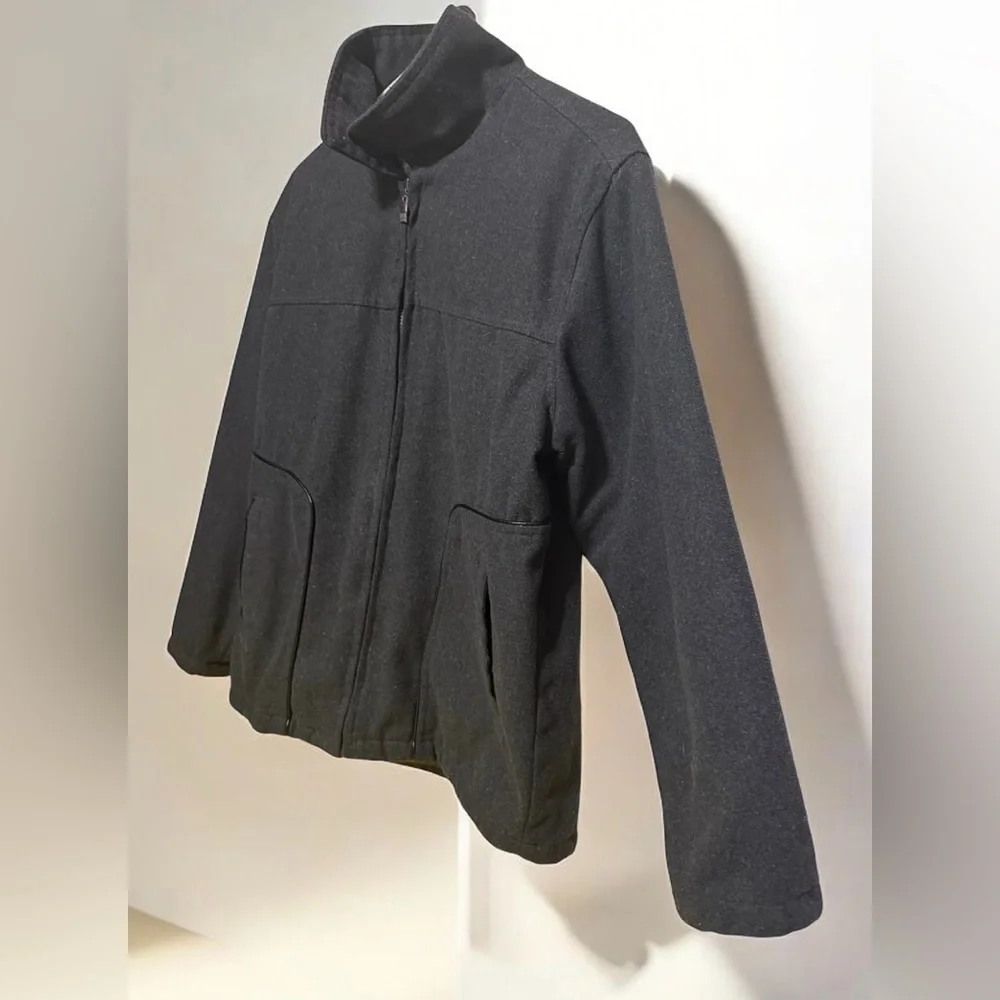 Mens Samsonite Wool Blend Full Zip Jacket | Dark Gray Winter Coat | Medium